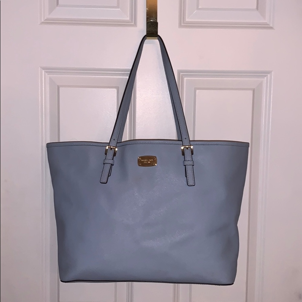 Michael Kors light blue purse tote